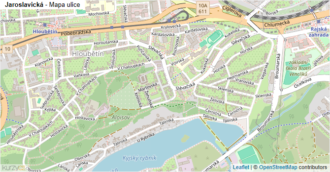 Jaroslavická - mapa ulice