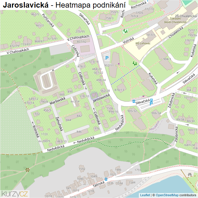 Mapa Jaroslavická - Firmy v ulici.