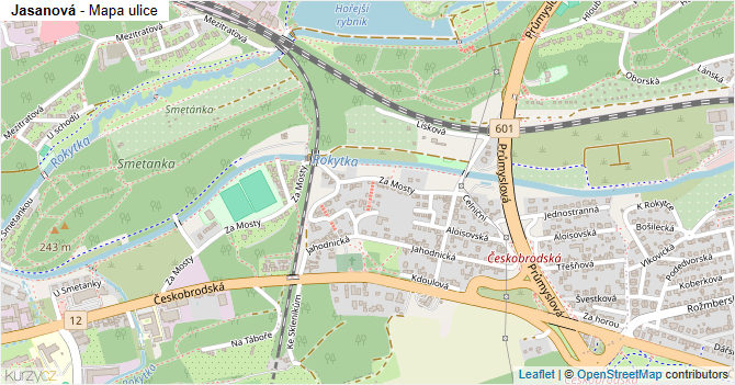 Jasanová - mapa ulice