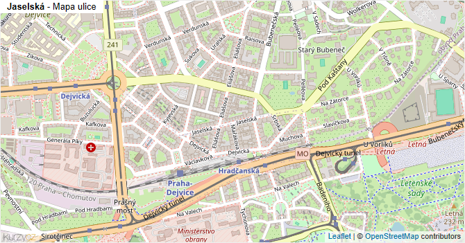 Jaselská - mapa ulice