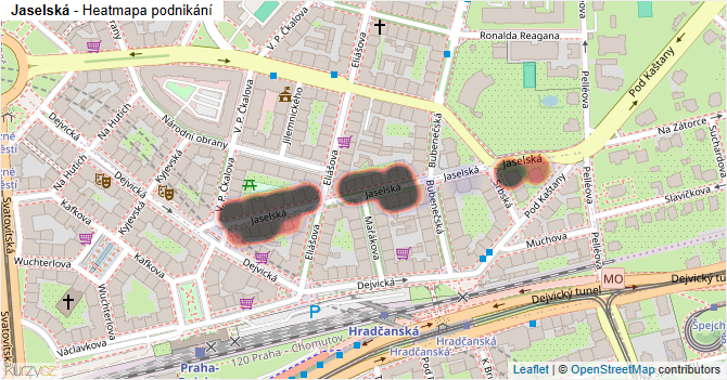 Jaselská - mapa podnikání