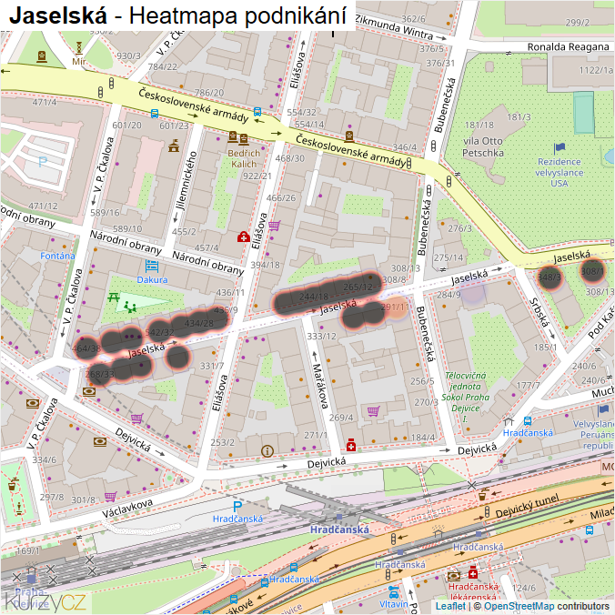 Mapa Jaselská - Firmy v ulici.