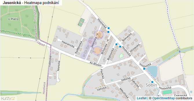Jasenická - mapa podnikání