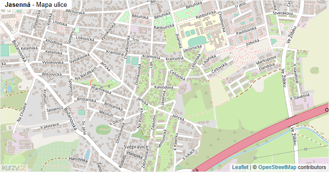 Jasenná - mapa ulice