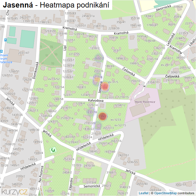 Mapa Jasenná - Firmy v ulici.