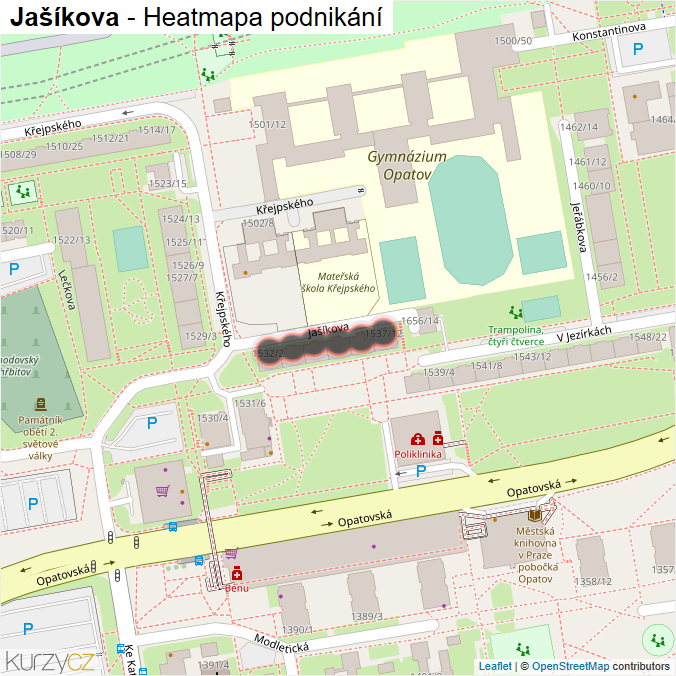 Mapa Jašíkova - Firmy v ulici.