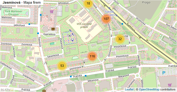 Jasmínová - mapa firem