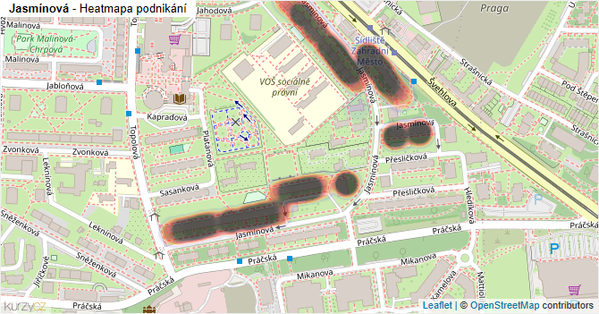 Jasmínová - mapa podnikání