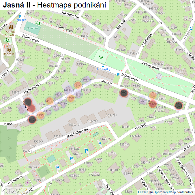 Mapa Jasná II - Firmy v ulici.