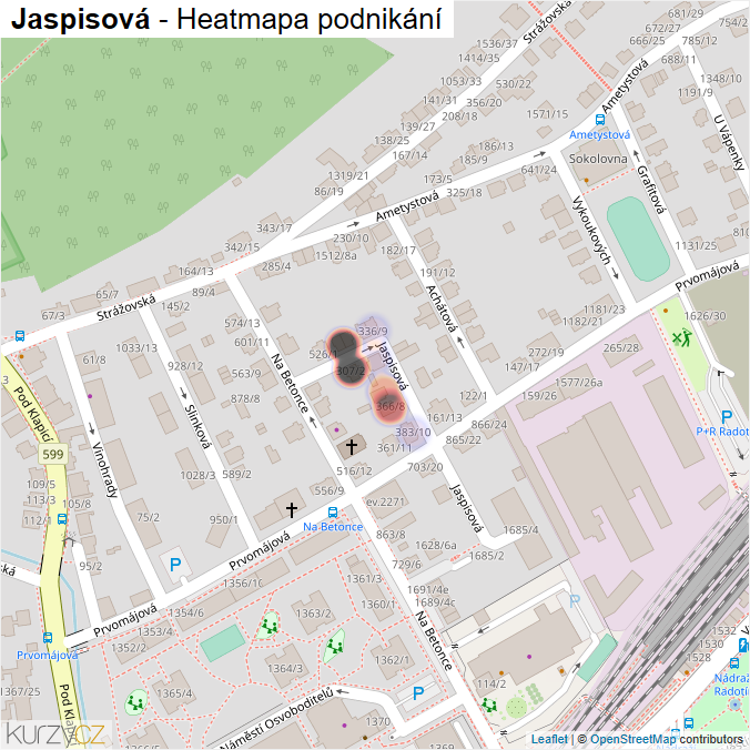 Mapa Jaspisová - Firmy v ulici.