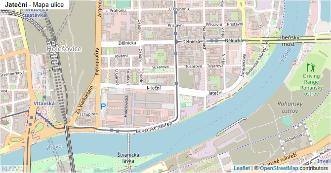 Jateční - mapa ulice