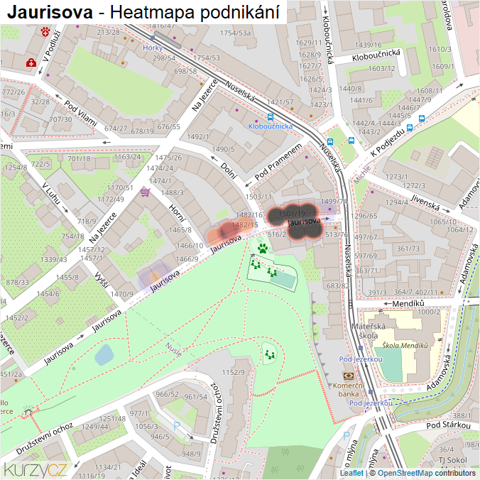 Mapa Jaurisova - Firmy v ulici.