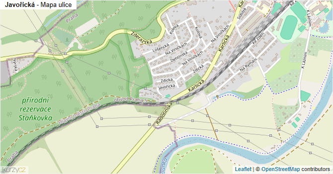 Javořická - mapa ulice