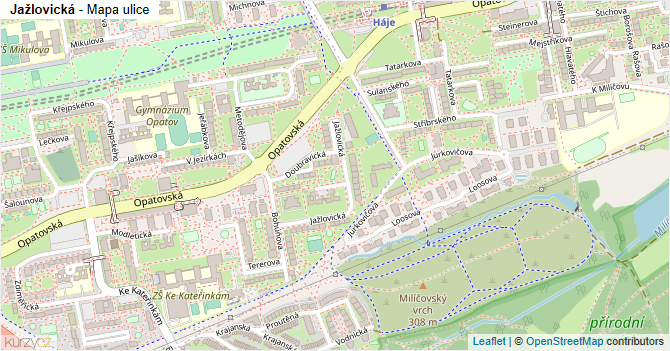 Jažlovická - mapa ulice