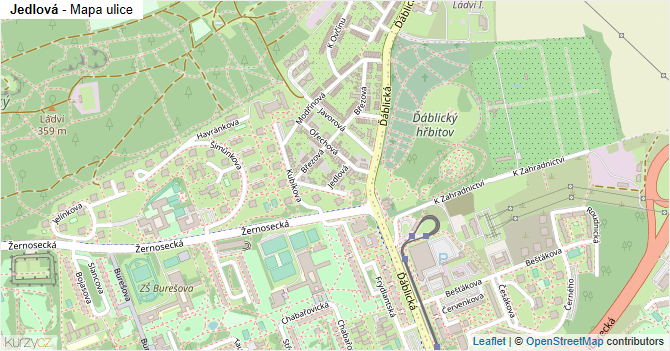 Jedlová - mapa ulice