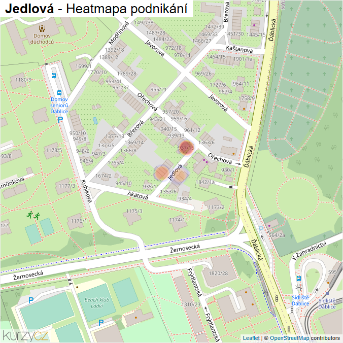 Mapa Jedlová - Firmy v ulici.