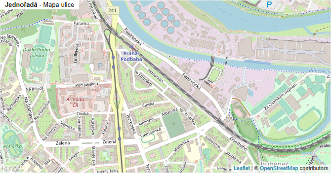 Jednořadá - mapa ulice