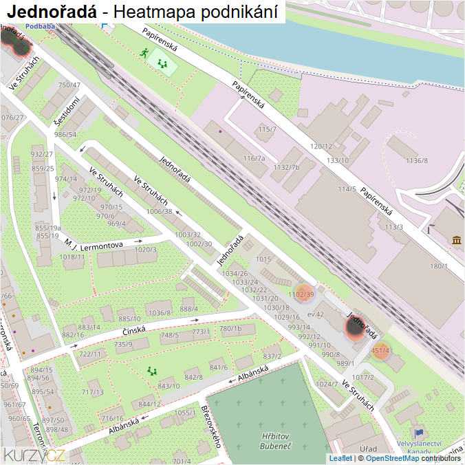 Mapa Jednořadá - Firmy v ulici.