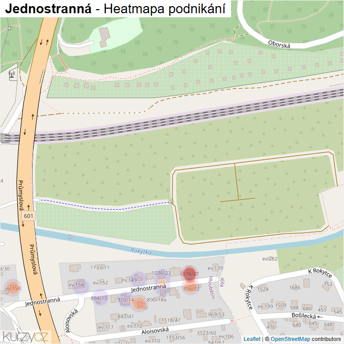 Mapa Jednostranná - Firmy v ulici.