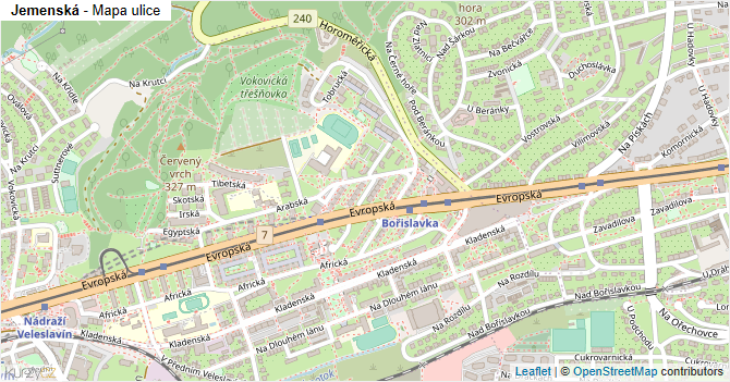 Jemenská - mapa ulice