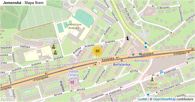 Jemenská - mapa firem