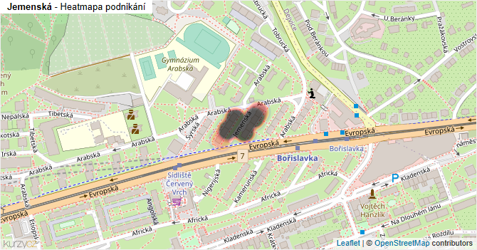 Jemenská - mapa podnikání