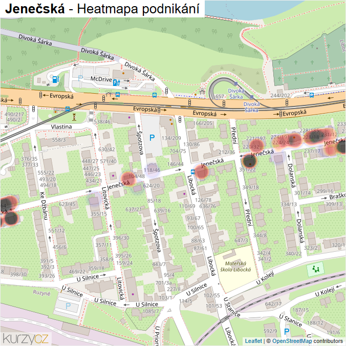 Mapa Jenečská - Firmy v ulici.