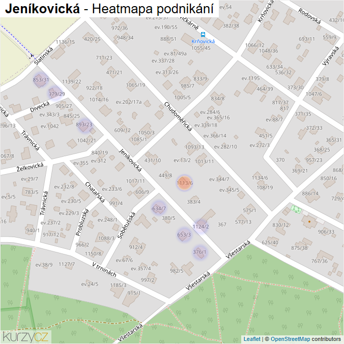 Mapa Jeníkovická - Firmy v ulici.