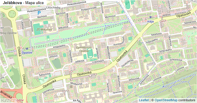 Jeřábkova - mapa ulice