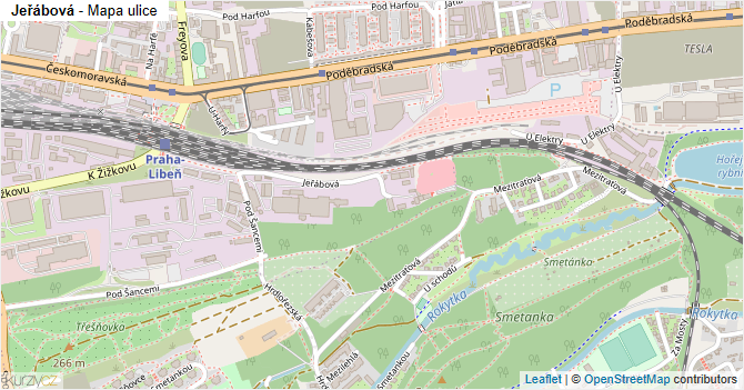 Jeřábová - mapa ulice
