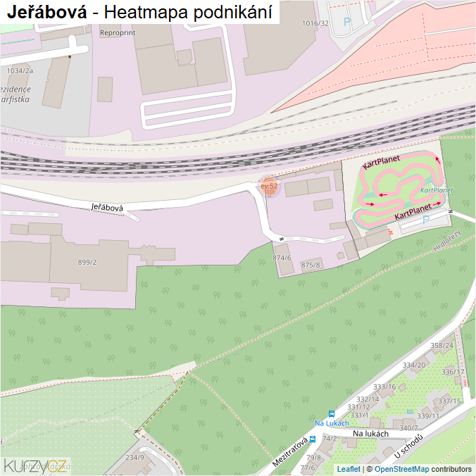 Mapa Jeřábová - Firmy v ulici.