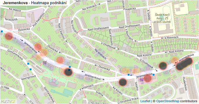 Jeremenkova - mapa podnikání