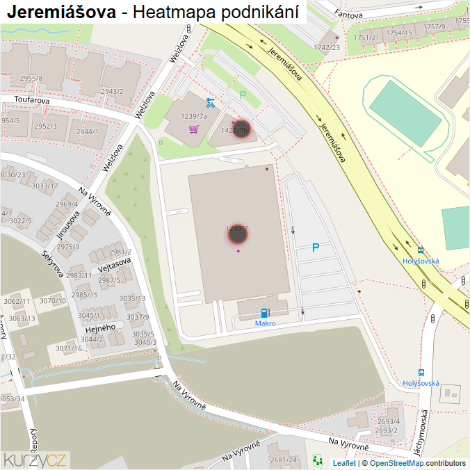 Mapa Jeremiášova - Firmy v ulici.