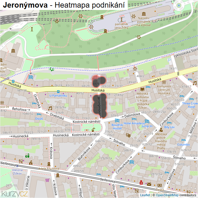 Mapa Jeronýmova - Firmy v ulici.