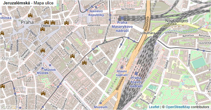 Jeruzalémská - mapa ulice