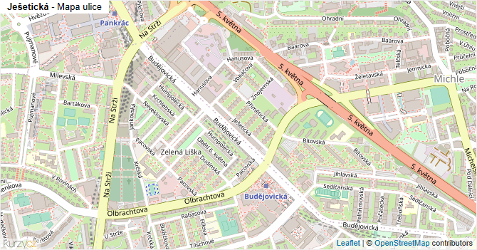 Ješetická - mapa ulice