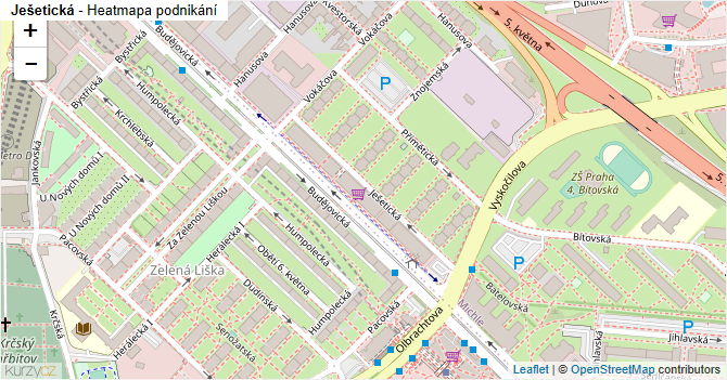 Ješetická - mapa podnikání