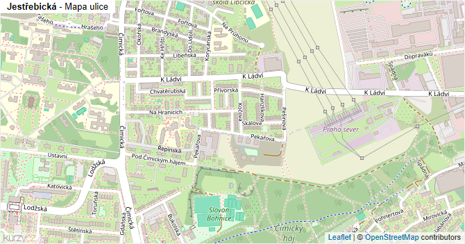 Jestřebická - mapa ulice