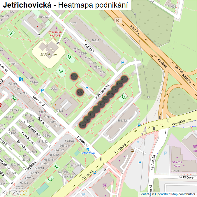 Mapa Jetřichovická - Firmy v ulici.