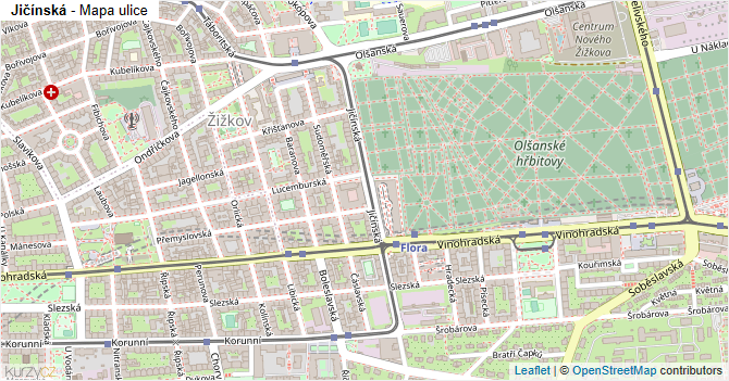 Jičínská - mapa ulice