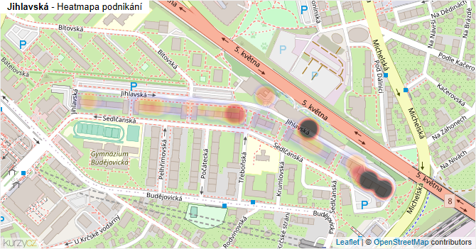 Jihlavská - mapa podnikání