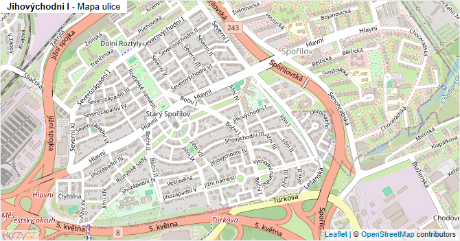 Jihovýchodní I - mapa ulice