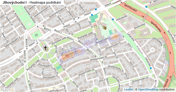 Jihovýchodní I - mapa podnikání