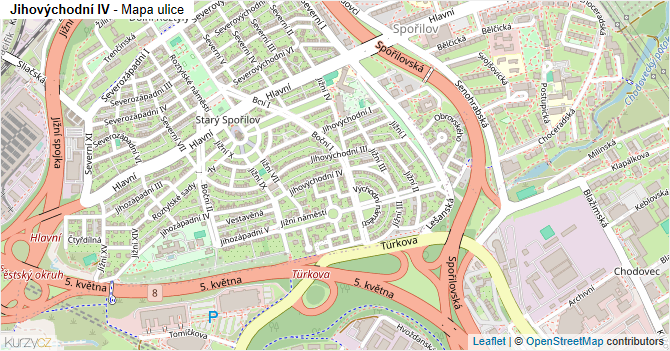 Jihovýchodní IV - mapa ulice