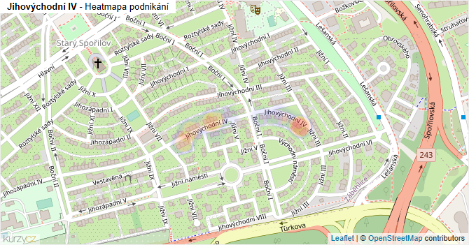 Jihovýchodní IV - mapa podnikání