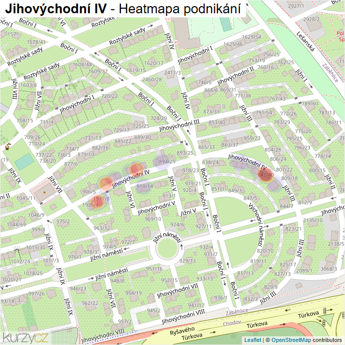 Mapa Jihovýchodní IV - Firmy v ulici.