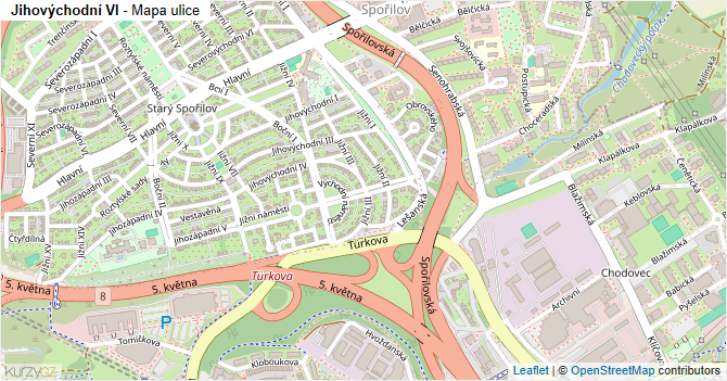 Jihovýchodní VI - mapa ulice