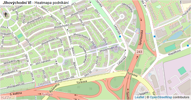 Jihovýchodní VI - mapa podnikání