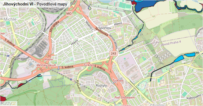 Jihovýchodní VI - záplavové mapy stoleté vody
