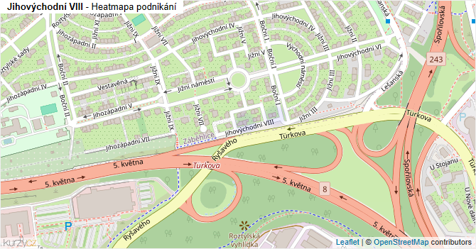 Jihovýchodní VIII - mapa podnikání